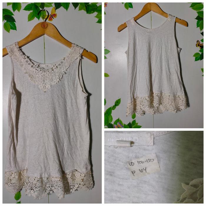 preloved tanktop renda atas bawah