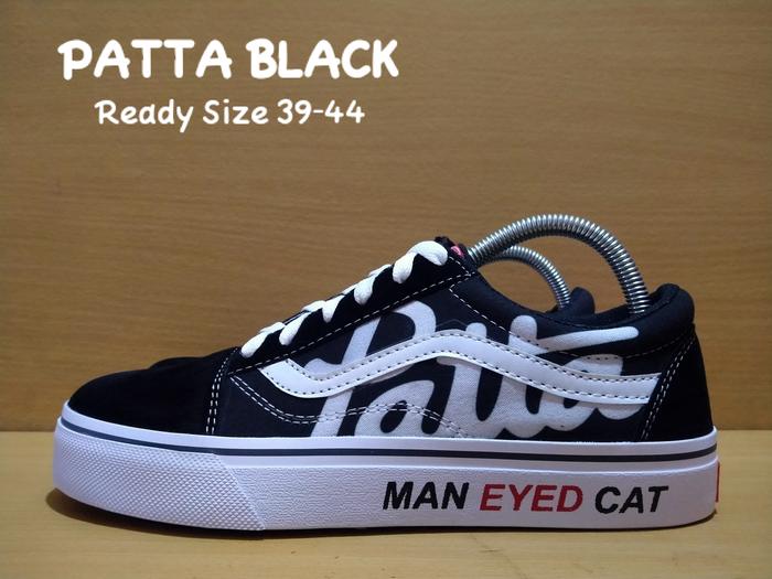 SEPATU PRIA VANS OLDSKOOL CASUAL SNEAKERS PATTA WHITE PATTA BLACK