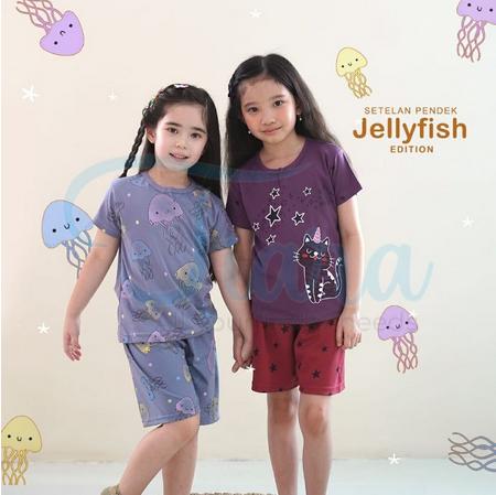 KAZEL SETELAN PENDEK ANAK PEREMPUAN JELLYFISH ISI 2 SETELAN BAJU
