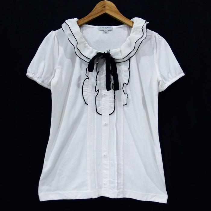 DV861 SIZE M PUTIH TULANG THEORIA REMPEL BAJU ATASAN WANITA SECOND