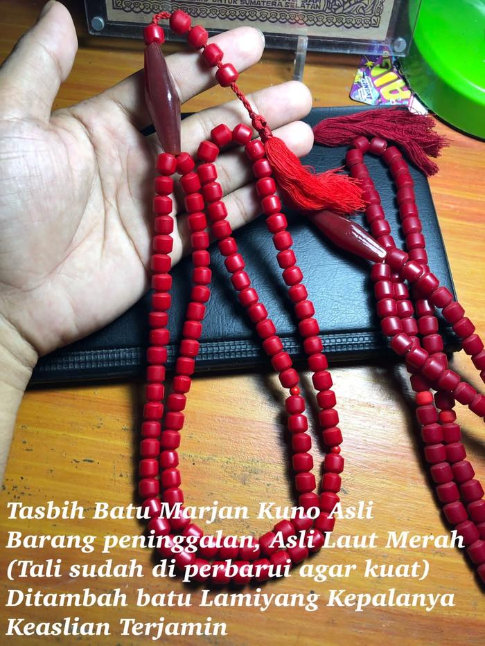 TASBIH BATU MARJAN KUNO ASLI PENINGGALAN OLEH OLEH HAJI Plus LAMIYANG