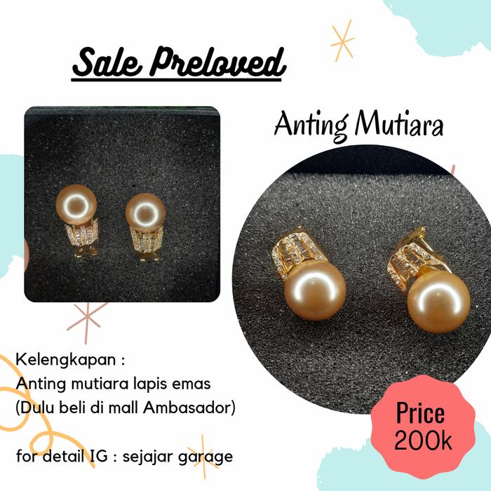 Anting Mutiara Lapis Emas (preloved)