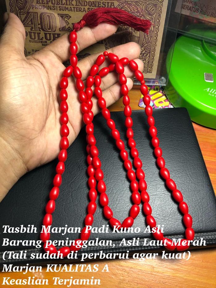 TASBIH BATU MARJAN PADI KUNO ASLI PENINGGALAN OLEH OLEH HAJI