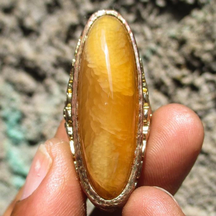 ASLI BATU PANDAN NANAS KRISTAL WARNA RATA MULUS 4cm RG51 Ring.7/8