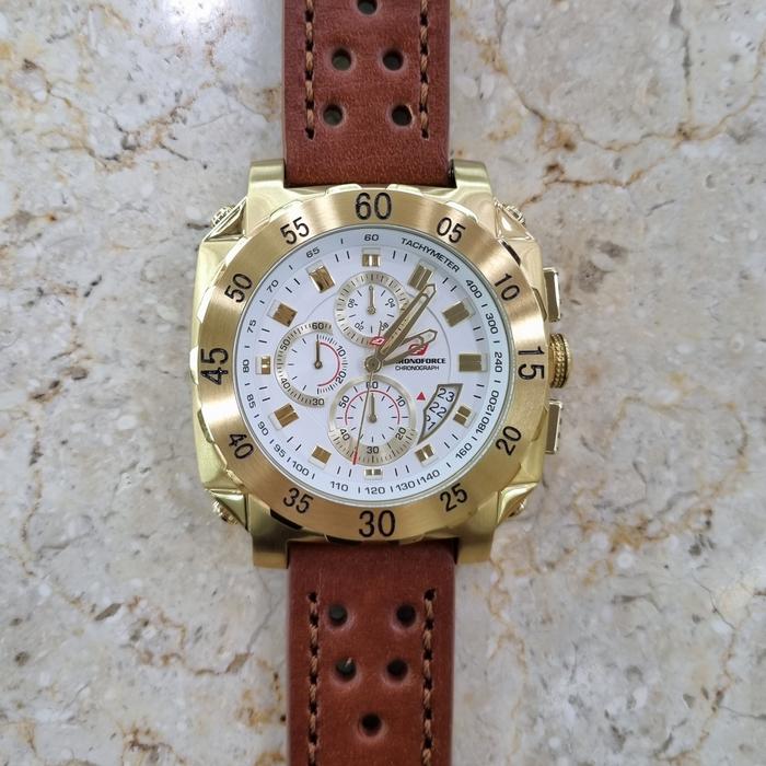 Chronoforce 5323G HURRICANE Chronograph Brown Leather Original 5323