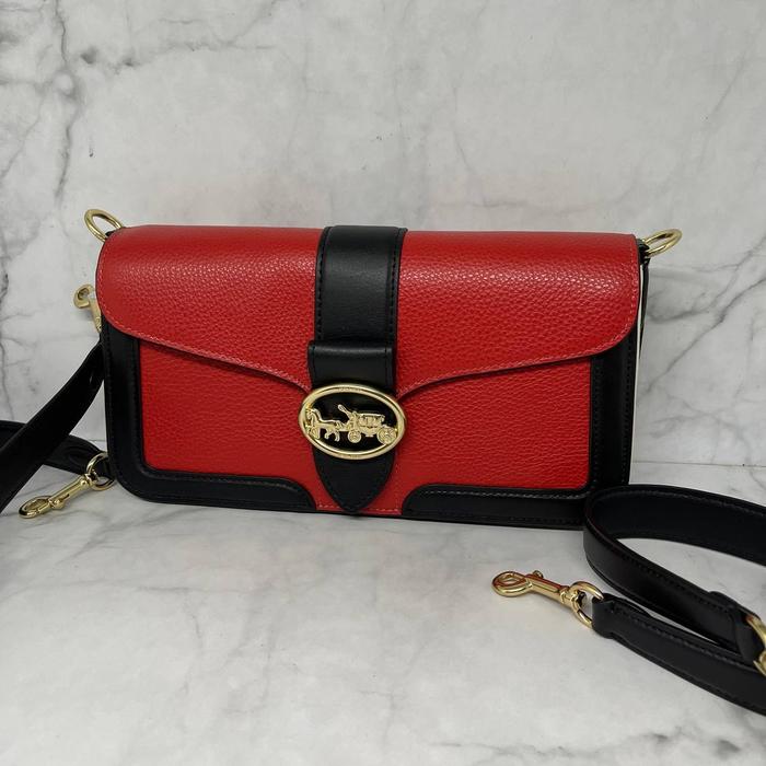 TAS COACH 6019 GEORGIE SHOULDER CROSSBODY LEATHER BRIGHT POPPY MULTI