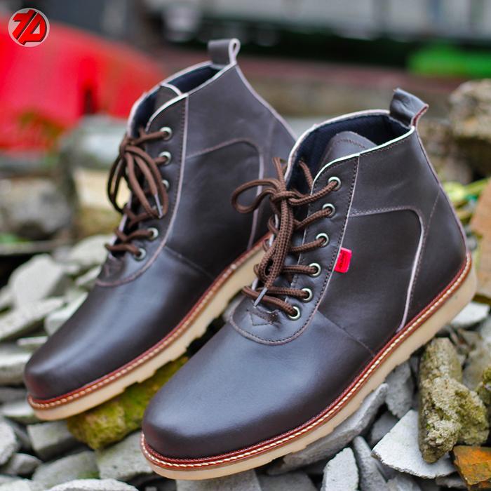 Sepatu Boots Brodo Casual Arboo Kulit SAPI ASLI Coklat Real Picture
