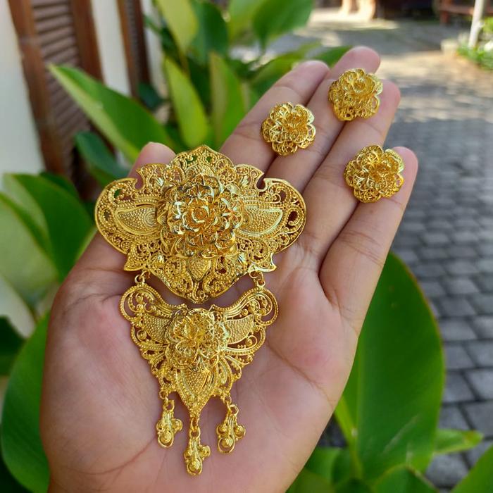 set alpaka kebaya Bali aksesoris bali Bros Anting subeng cincin