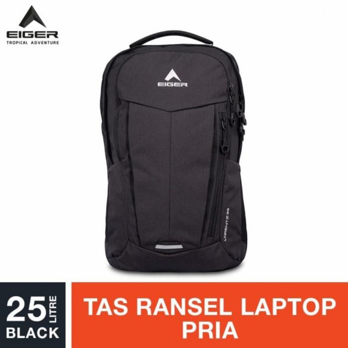 Tas Ransel Eiger Lorentz Laptop Backpack Black Travel Tas Punggung