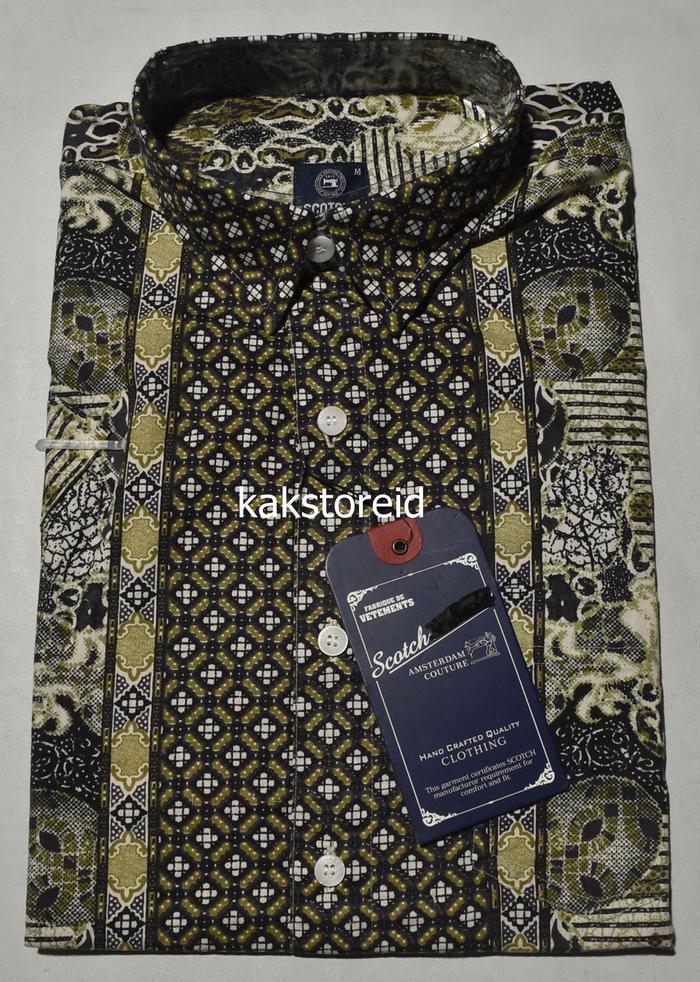 Kemeja Pria Casual SCOTCH & CO Lengan Pendek Hijau Modern Fit SCM 19