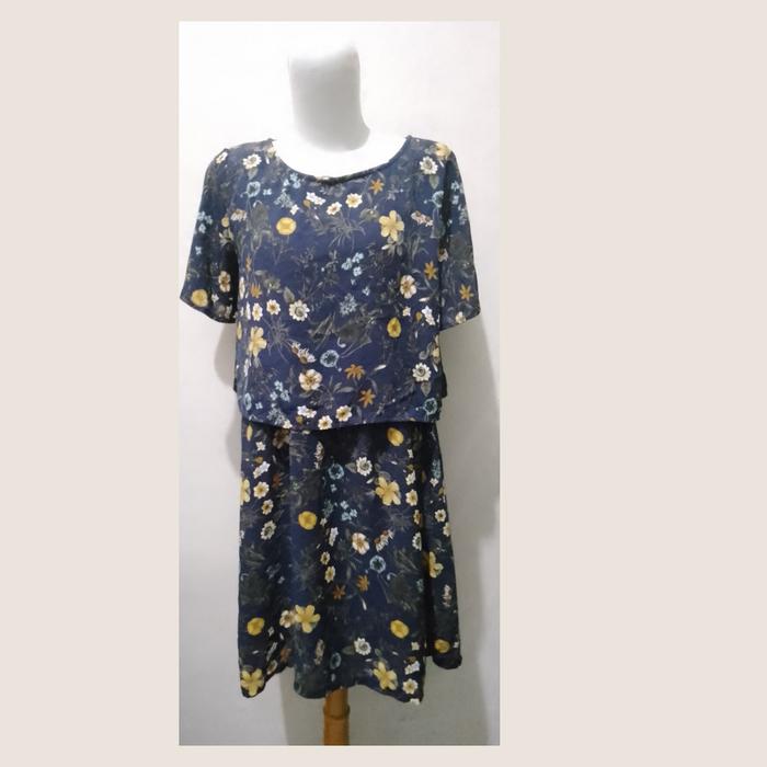thrift dress vintage navy