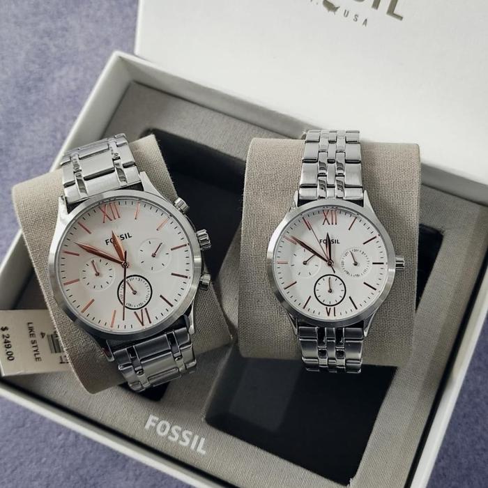 Fossil Couple Set Watch BQ 2468 set silver