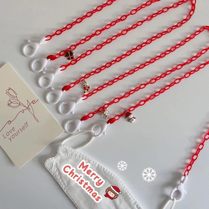 kalung masker strap natal christmas mask chain snowman