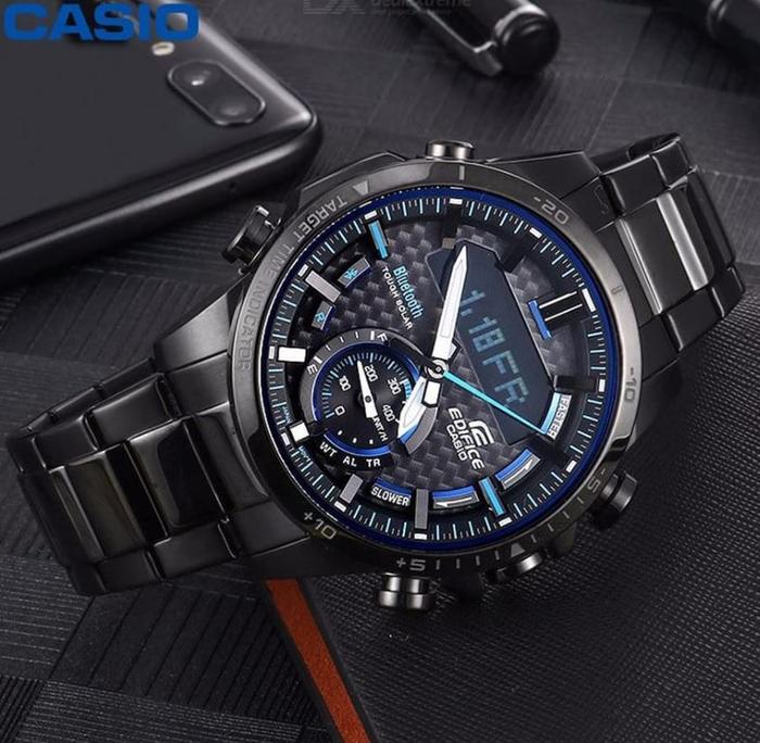 [ALL NEW] Jam Tangan Edifice ECB-800 Black List BLUE Casio Non Solar