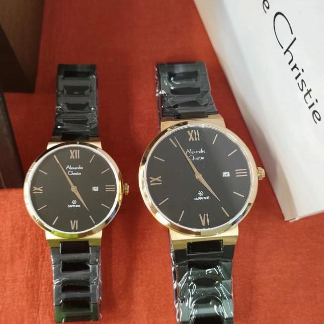 Jam Couple/Pasangan Original Alexandre Christie Ac 8564 MD Stainless