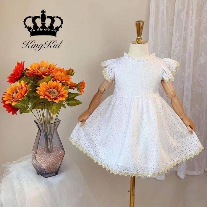 Dress Anak warna Putih Bersih KING KIDS umur 2 - 8 Tahun PREMIUM.