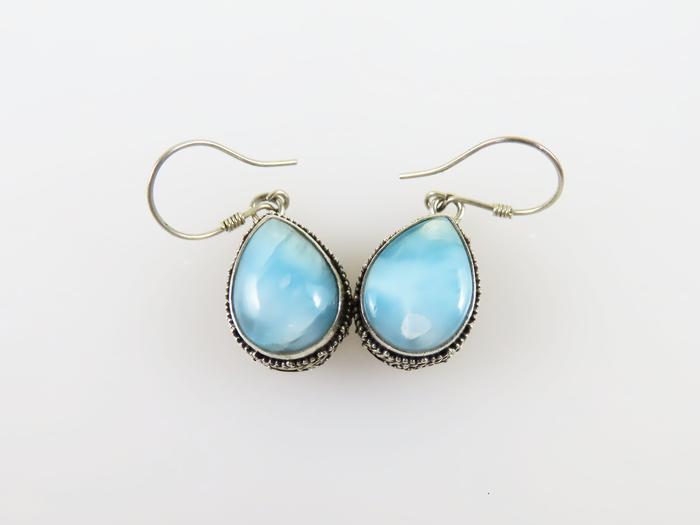 Anting Perak 925 dengan Permata Larimar Teardrop