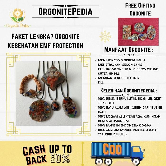 PAKET LENGKAP ORGONITE PIRAMIDA GELANG KALUNG 5 ITEM ORGONITEPEDIA