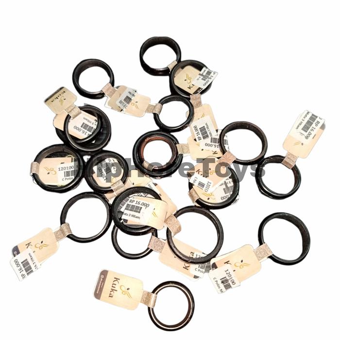 Cincin kuka kayu premium kesehatan Hitam 3 mata Kuka