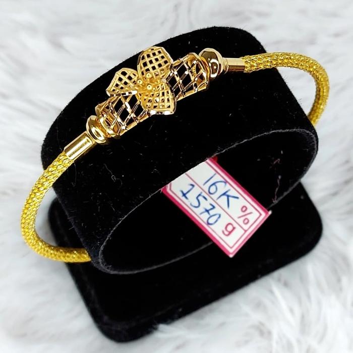 DDGL121 Gelang Tali Kuning Charm Bunga Emas Kuning Asli 1.570gr 700%