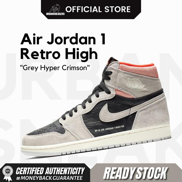 Nike Air Jordan 1 Retro High Grey Hyper Crimson | 555088 018