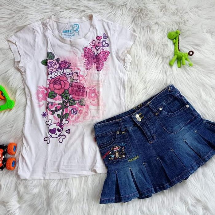 setelan rok anak perempuan .rok jeans import second preloved. one set