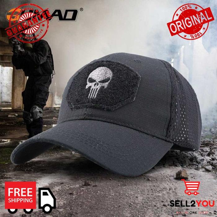 Topi Impor Mesh Baseball Army Look Cap Punisher Skull ORIGINAL