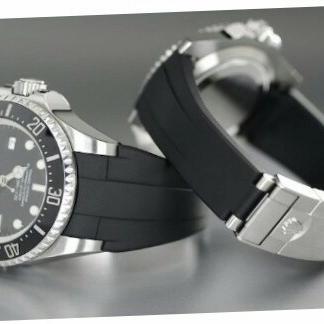Strap Rubber/Tali Karet/Rolex Deep Sea+Buckle 21 MM Watch Black
