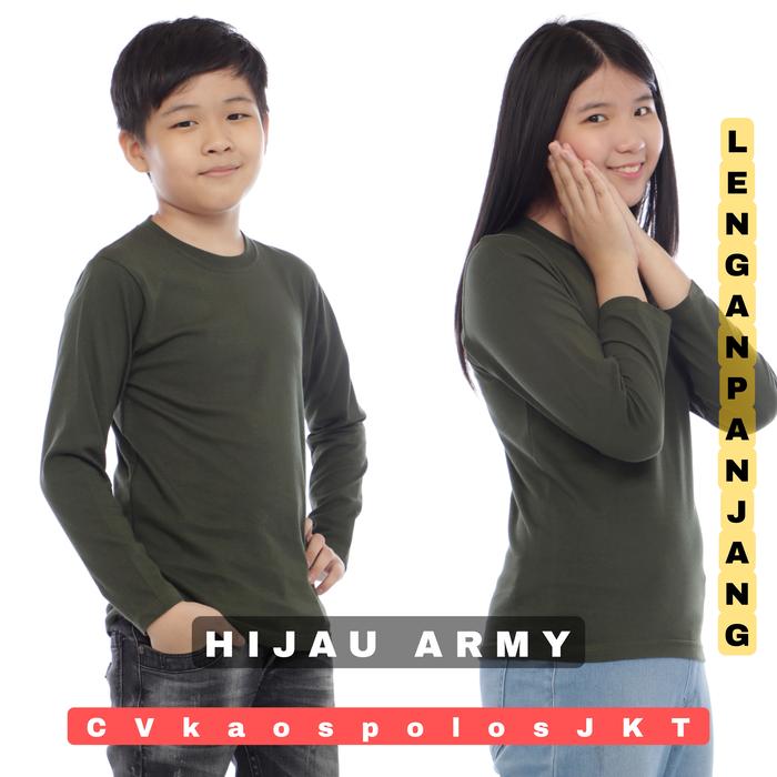 KAOS POLOS ANAK LENGAN PANJANG HIJAU ARMY