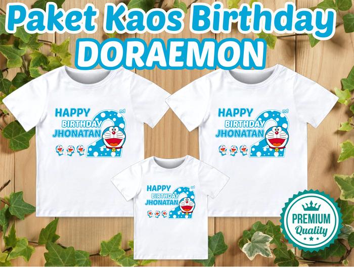 Kaos Couple Keluarga Custom Ulang Tahun DORAEMON