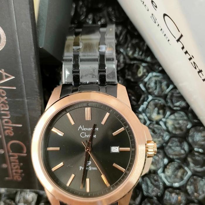 jam tangan analog pria alexandre christie ac 1017 MD all stainless