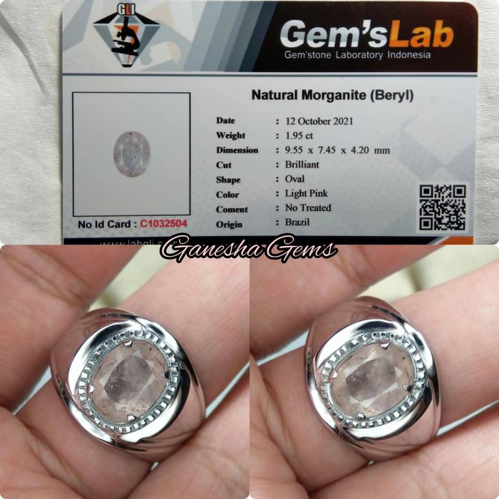 Natural Morganite Beryl 1.95 Ct - Memo GLI lab