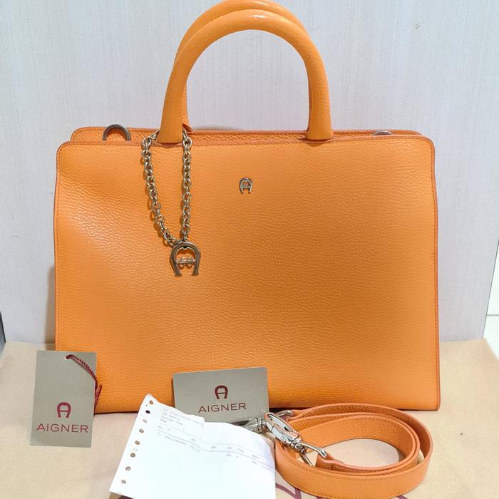 PRELOVED BAG AIGNER cybill leather, 100% ORIGINAL