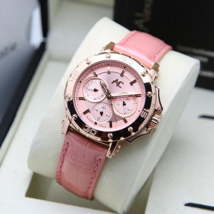 Alexandre Christie AC 9205 Pink Rosegold Wanita Kulit ORIGINAL