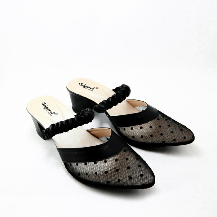 Sepatu sandal wanita brukat heels selop hils r 95