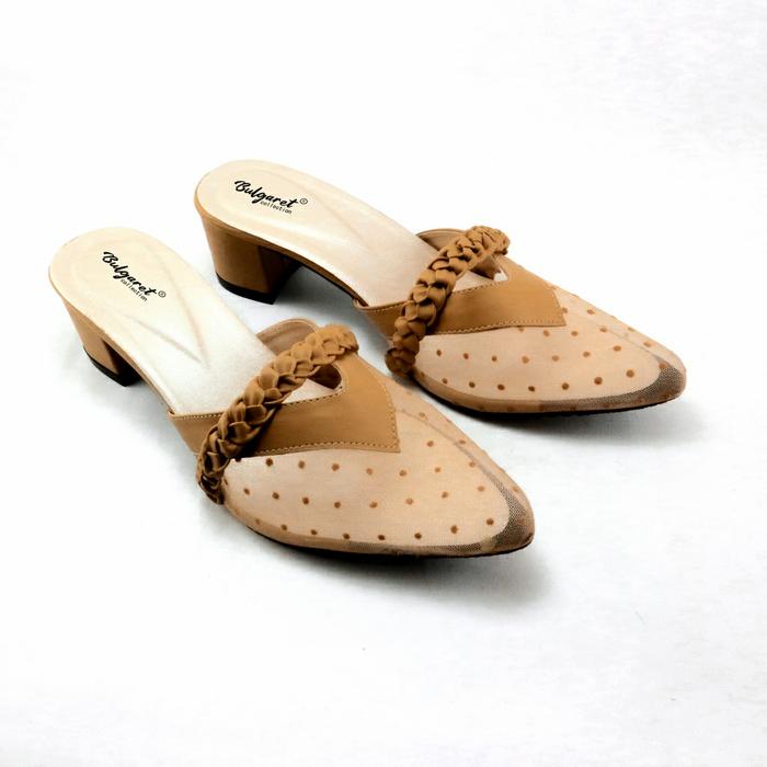 Sepatu sandal wanita brukat heels selop hils r 74