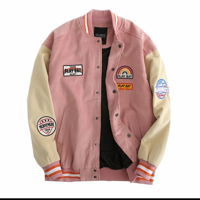 Classic Varsity Jacket MLBNY Unisex Bomber Jacket [ Peach ]