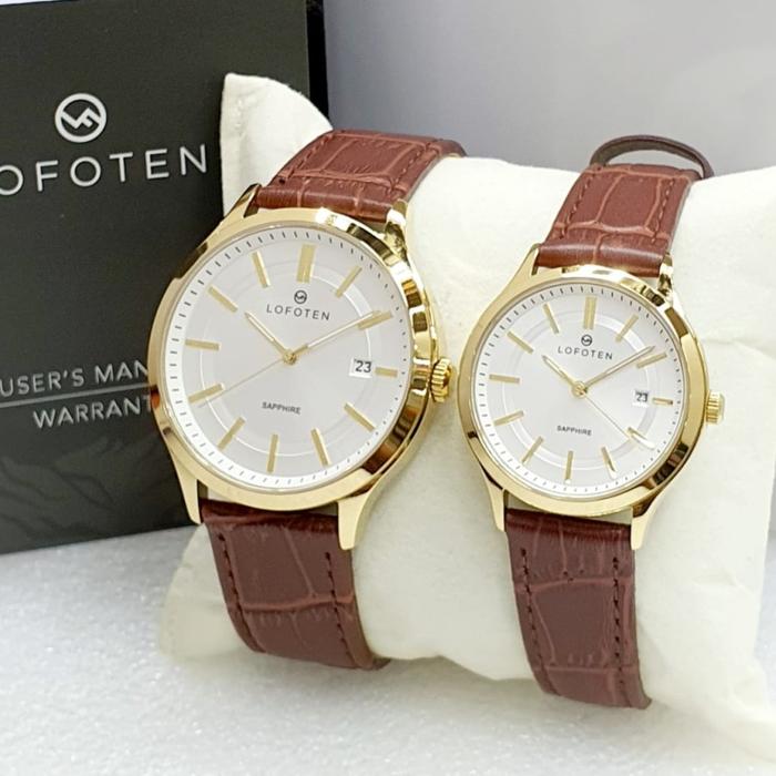 LOFOTEN 8104MG,LG - Jam Tangan Couple Original - Sapphire Coklat Gold