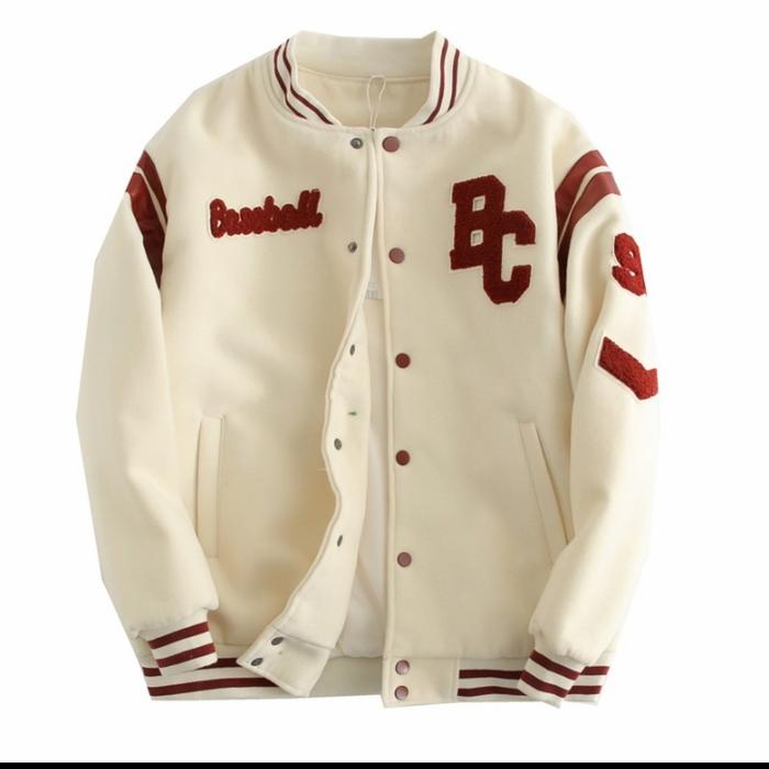 Baseball Varsity Jacket MLBNY Unisex Bomber Jacket [ Cream ]