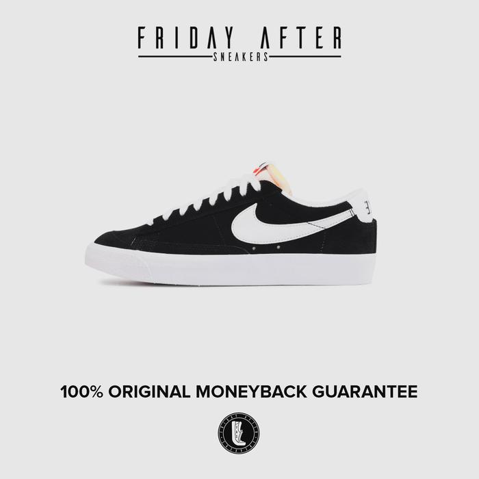 Sepatu Sneakers Nike Blazer Low 77 Vintage Black White Suede Original