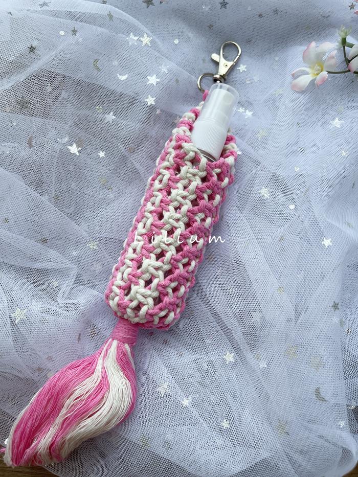 keychain macrame sanitizer holder gantungan tas botol spray handmade