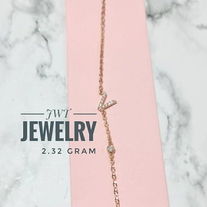 GELANG EMAS TRIXIE HURUF V ALPHABET INITIAL FASHION