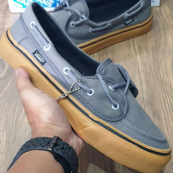 Sepatu Vans Zapato Grey Gum Premium Made In Vietnam Waffle DT