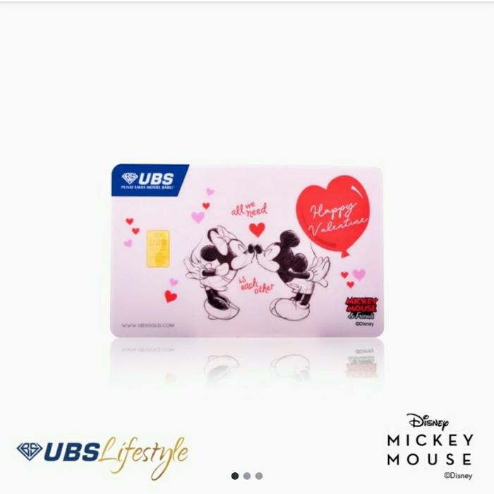 Logam Mulia LM Emas UBS 0,5gr Happy Valentine Mickey Mouse Disney