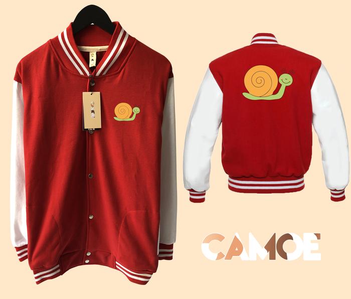 Jaket Varsity Premium snail siput keong kartun cartoon lucu