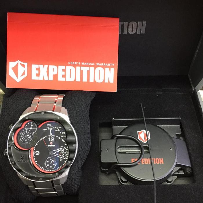 JAM TANGAN PRIA EXPEDITION E 6737 E6737 SILVER BLACK RED ORIGINAL