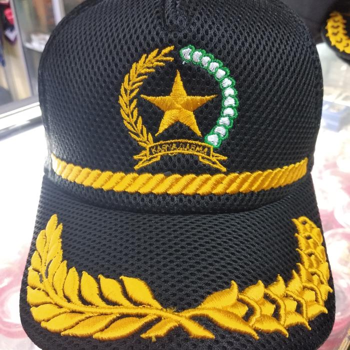 Topi jaring veteran RI hitam free nama bordir