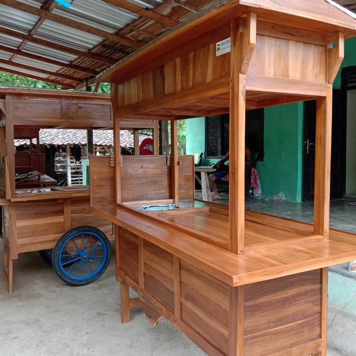 Gerobak Angkringan Kayu Jati Plitur