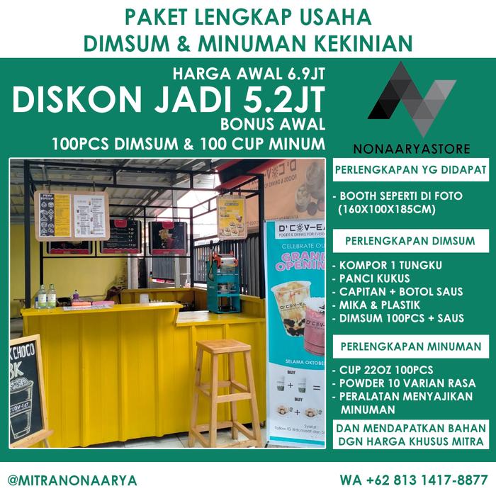 Paket usaha dimsum minuman kekinian coffee shop booth container