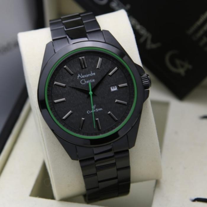 Jam Tangan Alexandre Christie Pria Original AC8644 Black Green